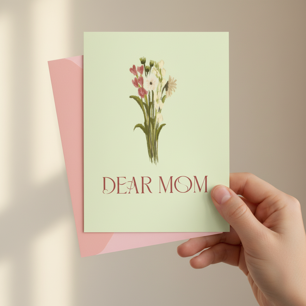 Islamic Mother’s Day Greeting Card for Mom – Floral “Dear Mom” Design (5x7)