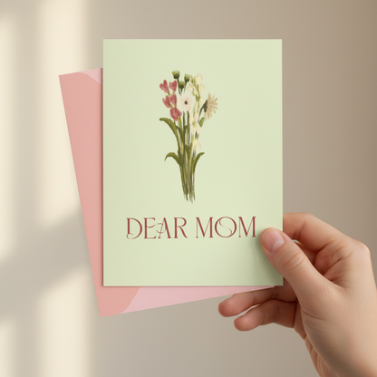 Islamic Mother’s Day Greeting Card for Mom – Floral “Dear Mom” Design (5x7)